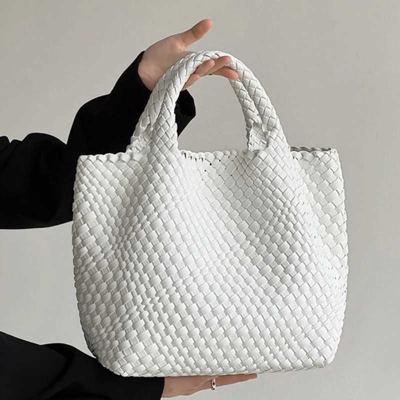 Fashion Woven Bag for Women Vegan Leather Tote Bag Medium Summer Beach Travel Handbag and Purse Retro Handmade Shoulder Bags C260327