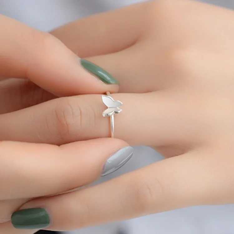 925 Sterling Silver Butterfly Open Rings For Women Wedding Luxury Quality Jewelry Accessories Wholesale H260327