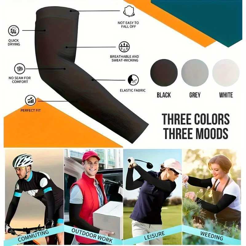 1 pair Unisex Ice Silk Sun Protection Arm Sleeves Anti-UV Outdoor Cycling Arm Guards D260326