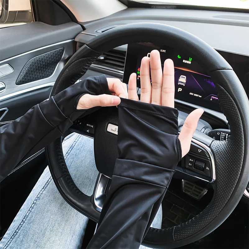 Loose Sleeves Men Women Summer Driving UV Protection Thumb Hole Arm Cover Elastic Travel Cool Cycling Fishing Fashion Oversleeve D260326
