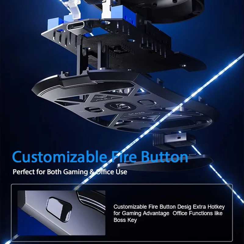 AULA SC620 Wireless Gaming Mouse Lightweight Design Multiple Lighting Effects Customizable Fire Button Optical Movement Dete D260327
