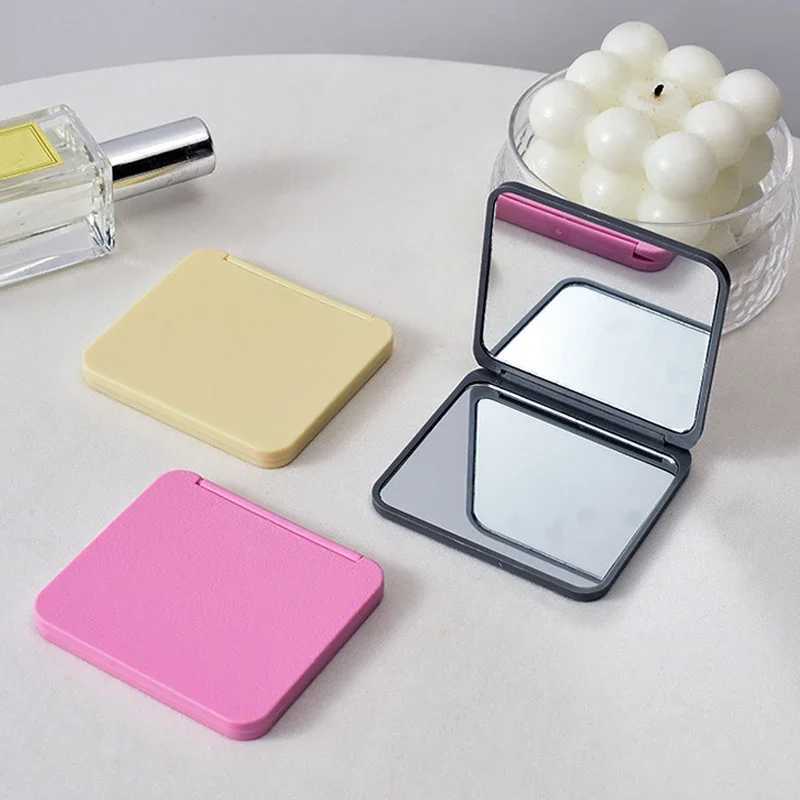 2-Face Makeup Mirror Square Portable Cute GirlS Gift Hand Mini Mirror Pocket Double-Sided Makeup Mirror Compact Multiple Colors H260327
