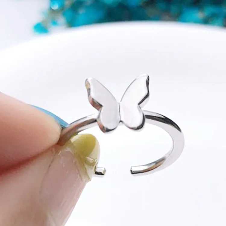 925 Sterling Silver Butterfly Open Rings For Women Wedding Luxury Quality Jewelry Accessories Wholesale H260327