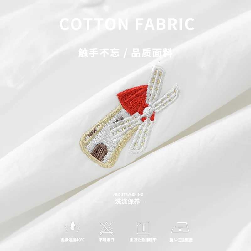 2026 Summer New Casual Embroidered Pure Cotton Short Sleeve Shirts for Men Clothing Slim Turn-down Collar Streetwear C260326