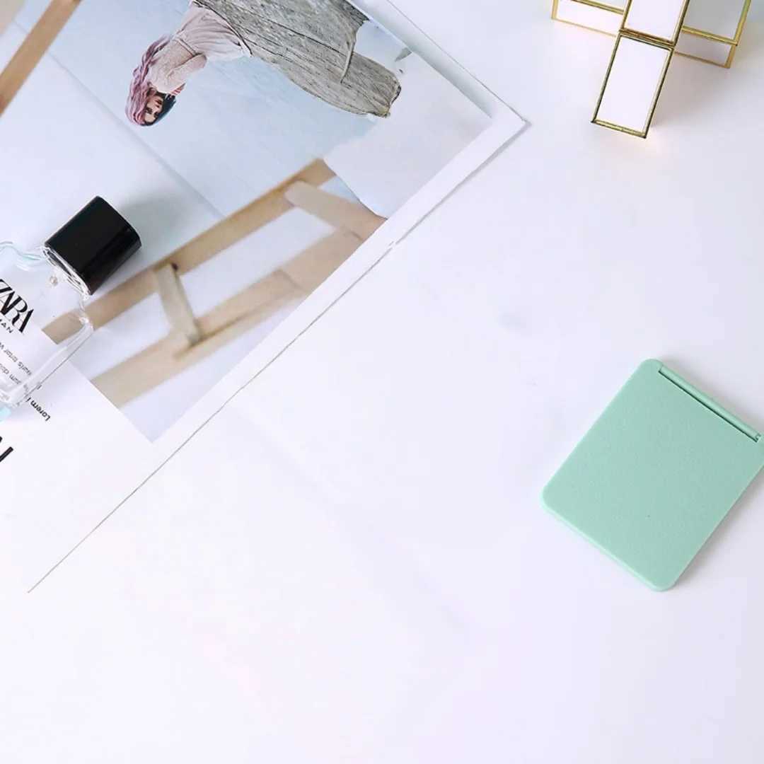 Minimalist Square Compact Mirror Portable Folding Double-sided Makeup Green Mirror For Women Cosmetic Travel Pocket Mirror H260327