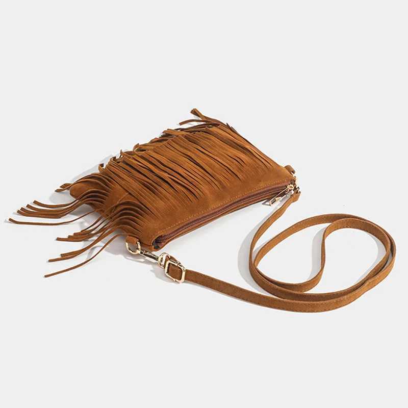 Vintage Tassel Crossbody Bags Womens Versatile Shoulder Bag Boho Style Fringe Square Purse Ladies Handbags For Gift C260327