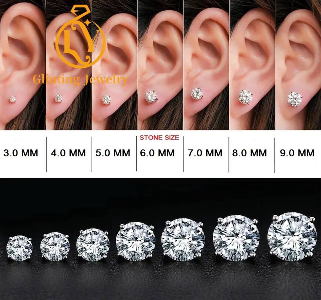 IGI Certified VVS Lab Created Diamond Studs Earrings Men Custom 10K 14K 18K Gold Lab Grown Diamond Earrings Women Jewelry