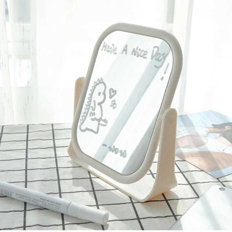 Foldable 360 Rotating Home Makeup Mirror - Double Sided Princess Mirror Portable With Stand Square Round Desktop Mirror H260327