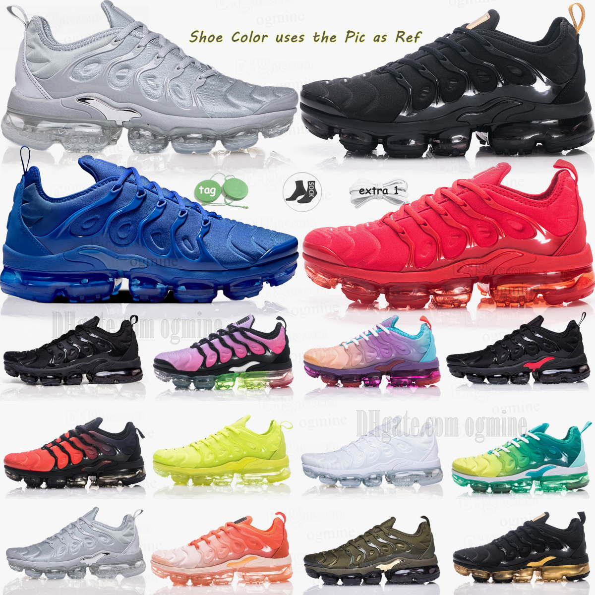 With Box Vm plus tnss plusvm tns vmplus Running Shoes Mens Women Sneakers Triple White Black Cherrys University Blue Game Royal vapormaxplus Sports Trainers 36-47 hot