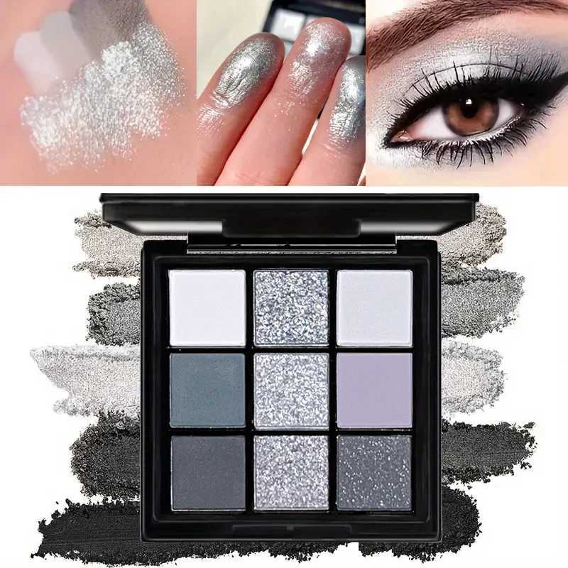 Smoky eyeshadow tray 9-color black dark gray smoky Gothic makeup tray 9-color soft mist pearlescent high color basic black and H260327