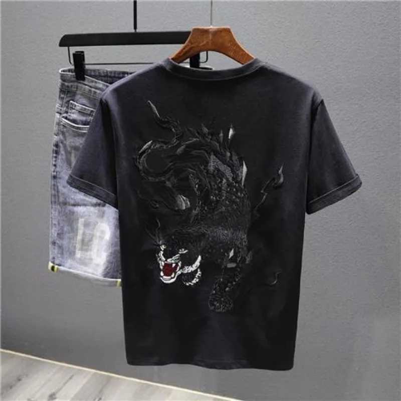 2025 New Summer Embroidered Short-sleeved T-shirt Men Clothing C260326