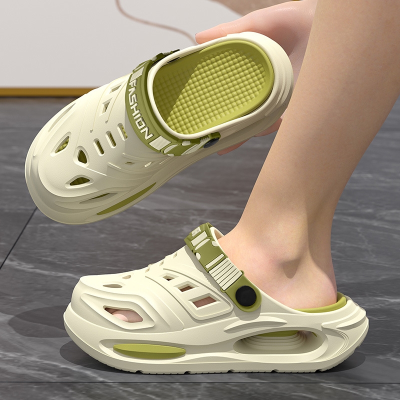 Non slip solid color air cushion sandals, lightweight and breathable slippers, summer outdoor beach shoes for men and women, free shipping