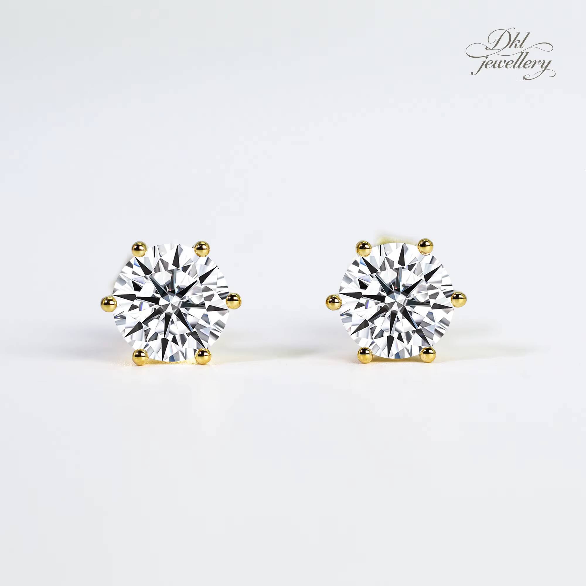 2ct Lab Grown Round Cut Diamond Earrings Simple Classic Style with 18K Gold High Quality Jewelry