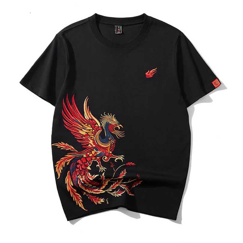 New Heavy Embroidery Phoenix Short-Sleeved T Shirt Men Crew Neck National Tide T-Shirt Half-Sleeved SummerChinese Style C260326