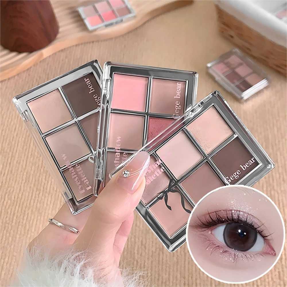 Gege Bear 6-color Eyeshadow Palette Matte Pearlescent Earth Color Sequin Long-Lasting Eyeshadow And Contour Palette H260327