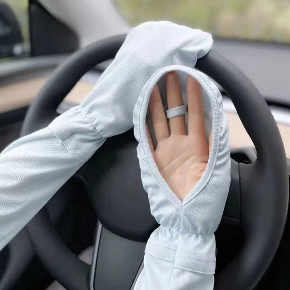 Anti-UV Sun Protection Sleeves Breathable Adjustable Cuff Driving Sleeve Gloves Elastic Loose Ice Silk Sleeve Cycling D260326
