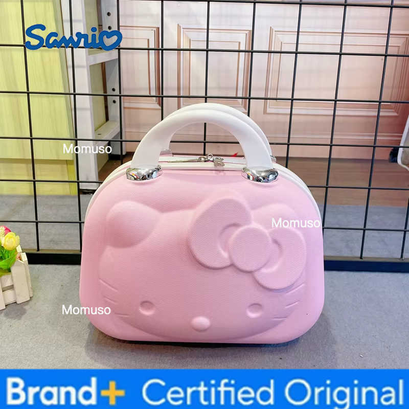 Sanrio 4 Inch Anime Hello Kitty Cartoon Wedding Lage Suitcase Makeup Case Womens Cact Eup Box Portable Travel Bag Handheld Box H260327