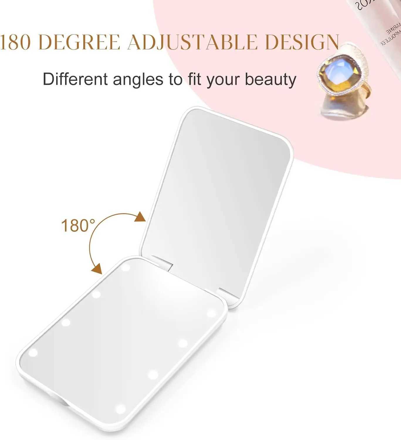 Compact Cosmetic Mirror 1X/3X Magnification LED Pocket Makeup Mirror with Cell Batteries Mini for Purse Pocket Travel and Gift H260327