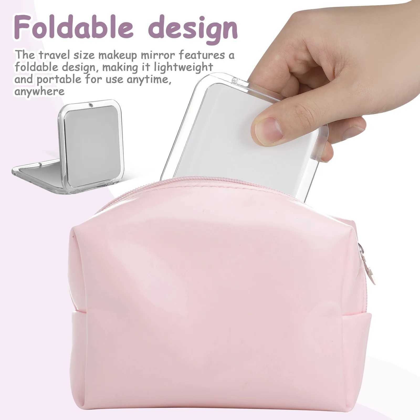 Small Compact Square Travel Makeup Mirror Folding Portable Pocket Mirror with 15X Magnification Pocket Mirrors H260327