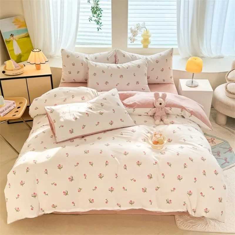 Floral Style Duvet Cover Sets Single/Queen/King Soft Washed Cotton Bed Cover Sets 240x220 Bedding Sets H260327