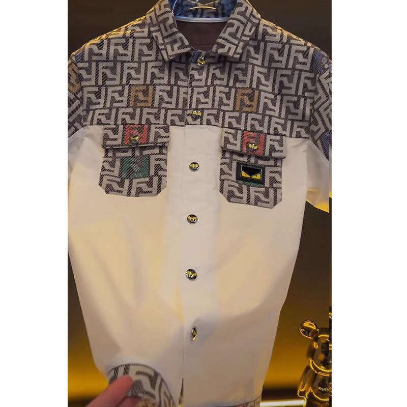 25 Years High Luxury Patchwork Color Block New Button Cardigan Unisex Short Sleeve T-Shirt Fashion Trend Internet Celebrity Top