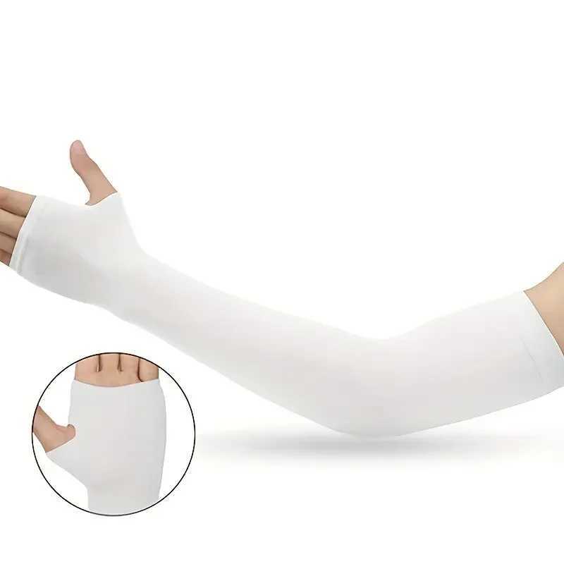 Cycling Sports Sun Arm Sleeves Breathable Ice Silk White UPF50 21x14x1cm UV Block Lightweight D260326