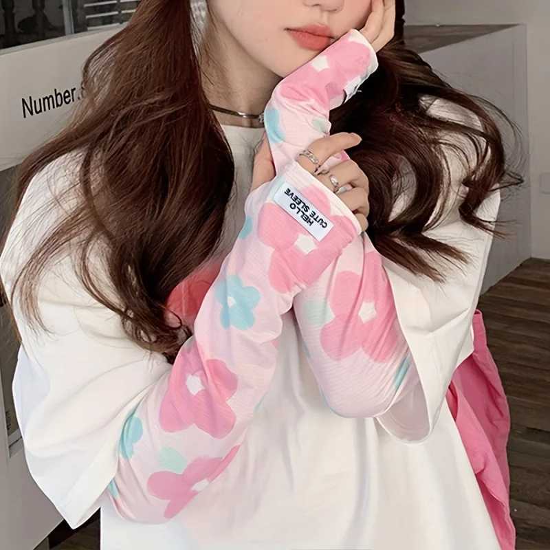 1/4Pairs Women Ice Silk Sleeves Breathable Loose Fit Sun-Proof Cooling Travel Arm Covers Summer Flower Outdoor Sport Sleeves D260326