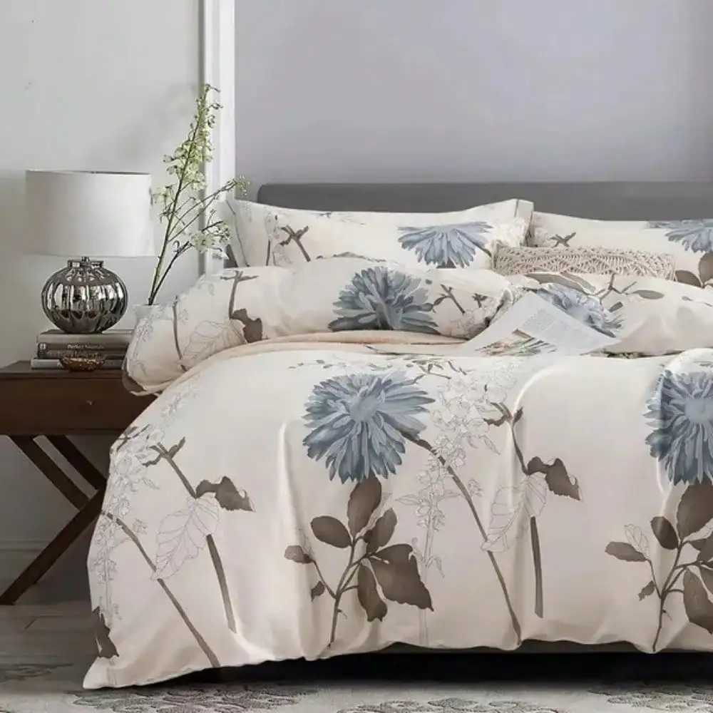 Big Flower Duvet Cover Twin Size Soft Cotton Bedding Set for Girls H260327