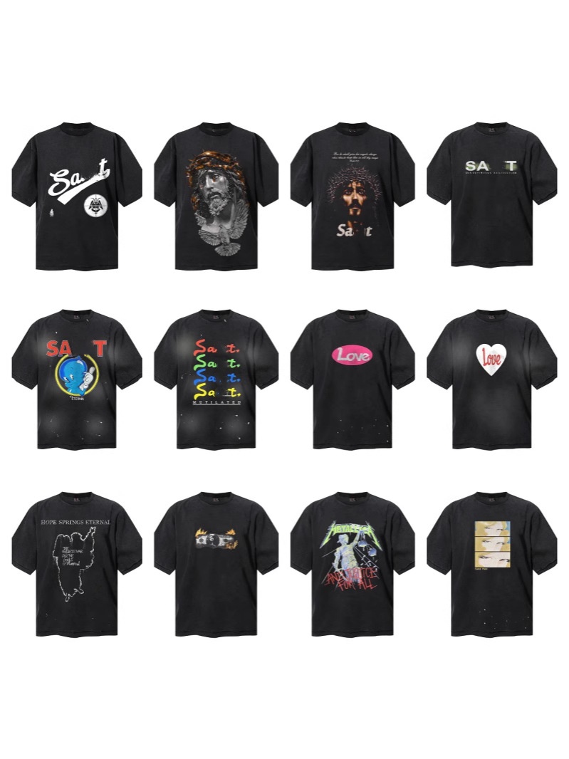 Men's T Shirts Men Designer Summer Hip Hop Vintage Wash Loose Casual Short Sleeves Cotton Cartoon Graphic Tee