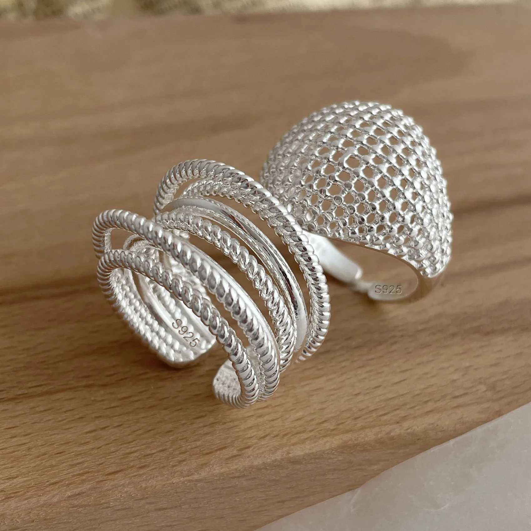 925 Sterling Silver Rings for Women Couple Minimalist Handmade Simple Wide Interware Ring Party Jewelry Gift Prevent Allergy H260327