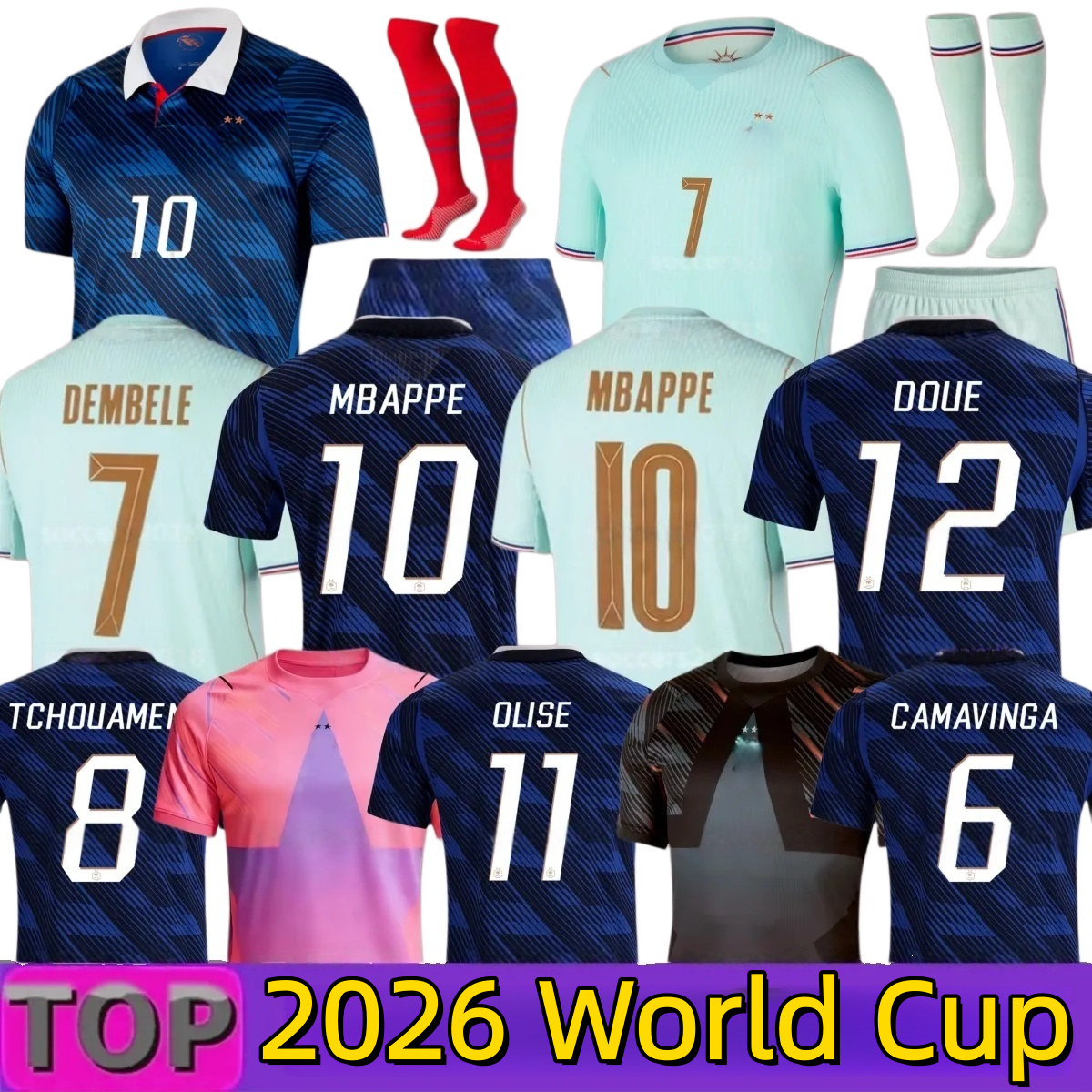 French 2026 World Cup MBAPPE Soccer Jerseys DEMBELE DOUE THAUVIN BARCOLA OLISE EKITIKE 25 26 27 France Maillots de football shirt equipement de foot Men kids kit away