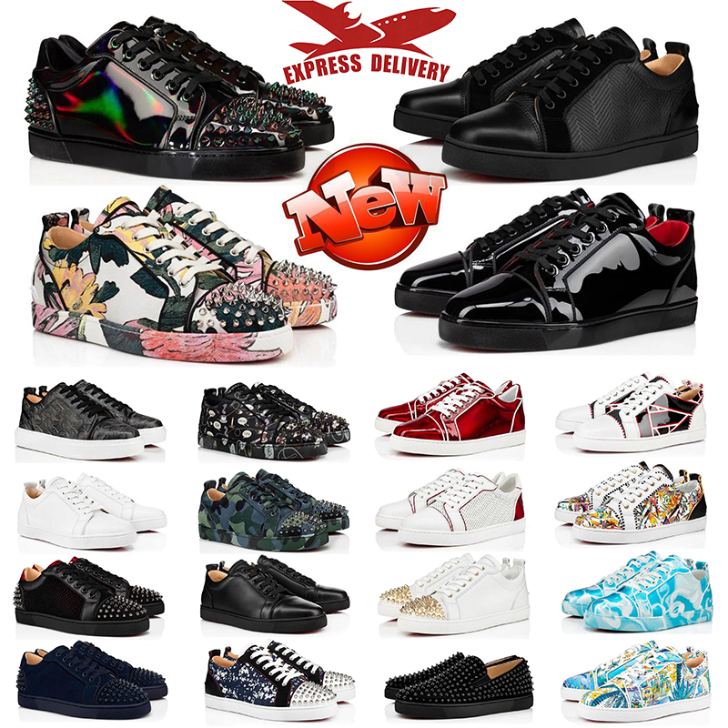 With Box Designer Shoes red bottoms men Dress Shoes Men Women Casual Shoes Sneakers Glitter Grey Leather Suede Women Fashion Spikes Luxury Classic Office Trainers
