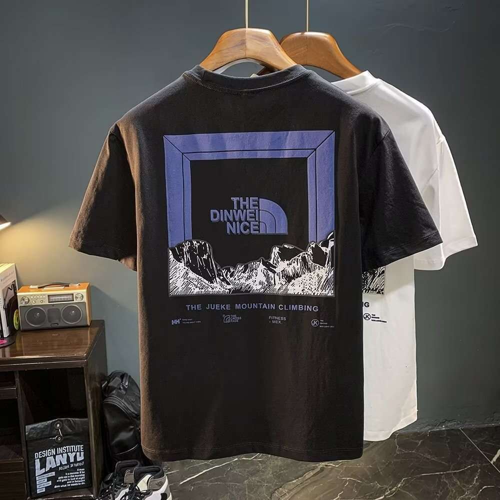 European-style light luxury high-end men's short-sleeve T-shirt, new summer printed top, trendy brand round-neck casual half-sleeve tee