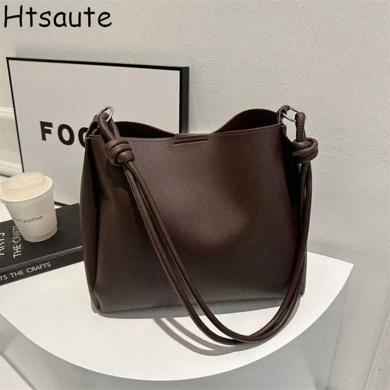 Handbag Vintage Solid Color Women Fashion Shoulder Sling Bag High-Capacity Simple Double Strap Bucket Crossbody Bag C260327