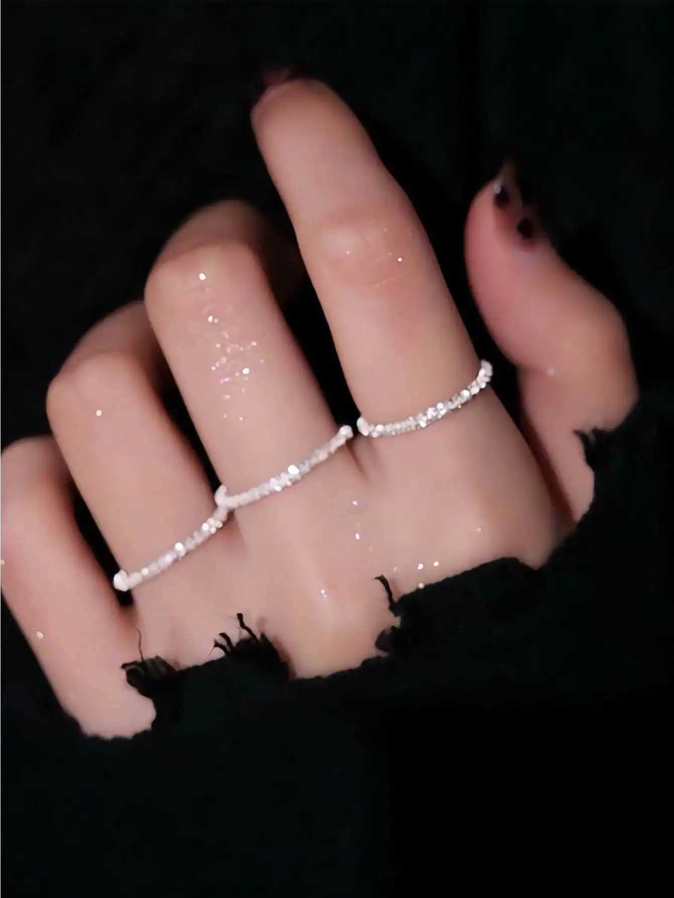 Sparkling Gypsophila Single Ring Womens Sterling Silver Ring Niche Design Closed Stacked Super Flash Chain Ring H260327