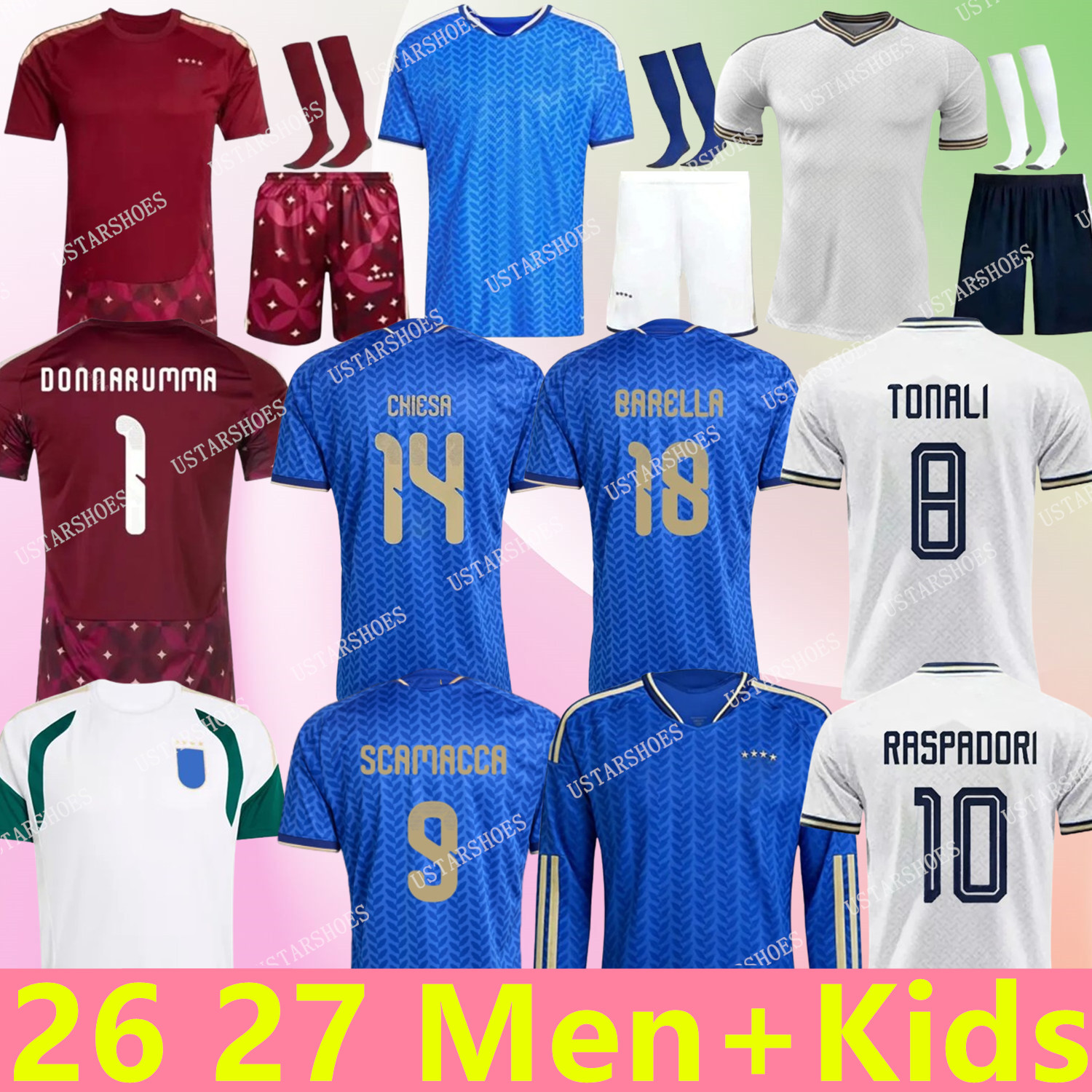 world cup 2026 ItalyS national football team 26 27 Soccer Jerseys RETEGUI BARELLA FRATTESI PELLEGRINI GIRELLI TONALI Italia Shirt GIRELLI Player Version Men Kid kit