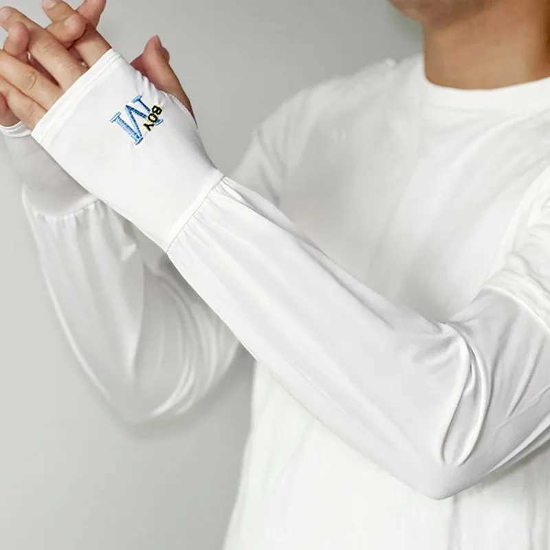 1/2PCS Mens Ice Silk Arm Sleeves UPF 50 Sun Protection Cool Breathable for Driving Cycling Summer Outdoor D260326