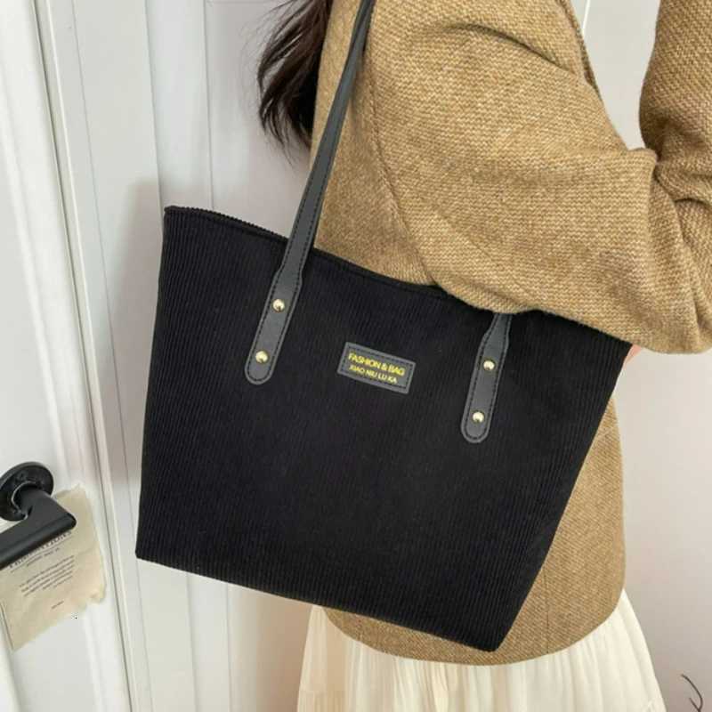 New Women Top Handle Bags Large Capacity Corduroy Shoulder Tote Bag for Work Comfortable and Versatile Texture Commuting Bag C260327