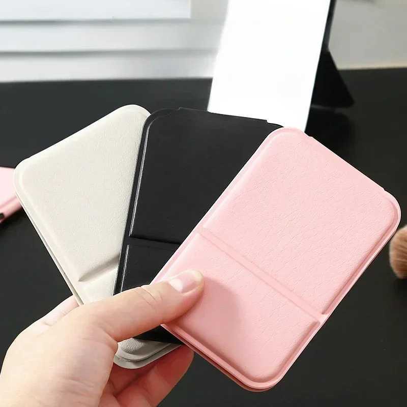 3Color Desktop Make Up Mirrors PU Leather Portable Handheld Makeup Mirror Foldable Student Compact Cute Pocket Mirror New H260327