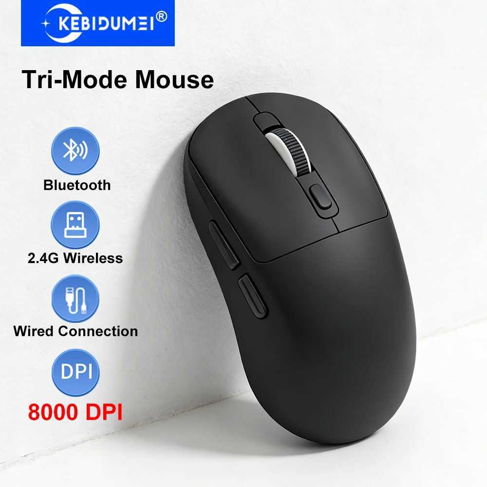 KEBIDUMEI Tri-Mode Mouse 8000DPI Gaming Mouse Bluetooth Mouse Wired/BT/24G Wireless Mouse Rechargeable Silent Mice for Laptop D260327