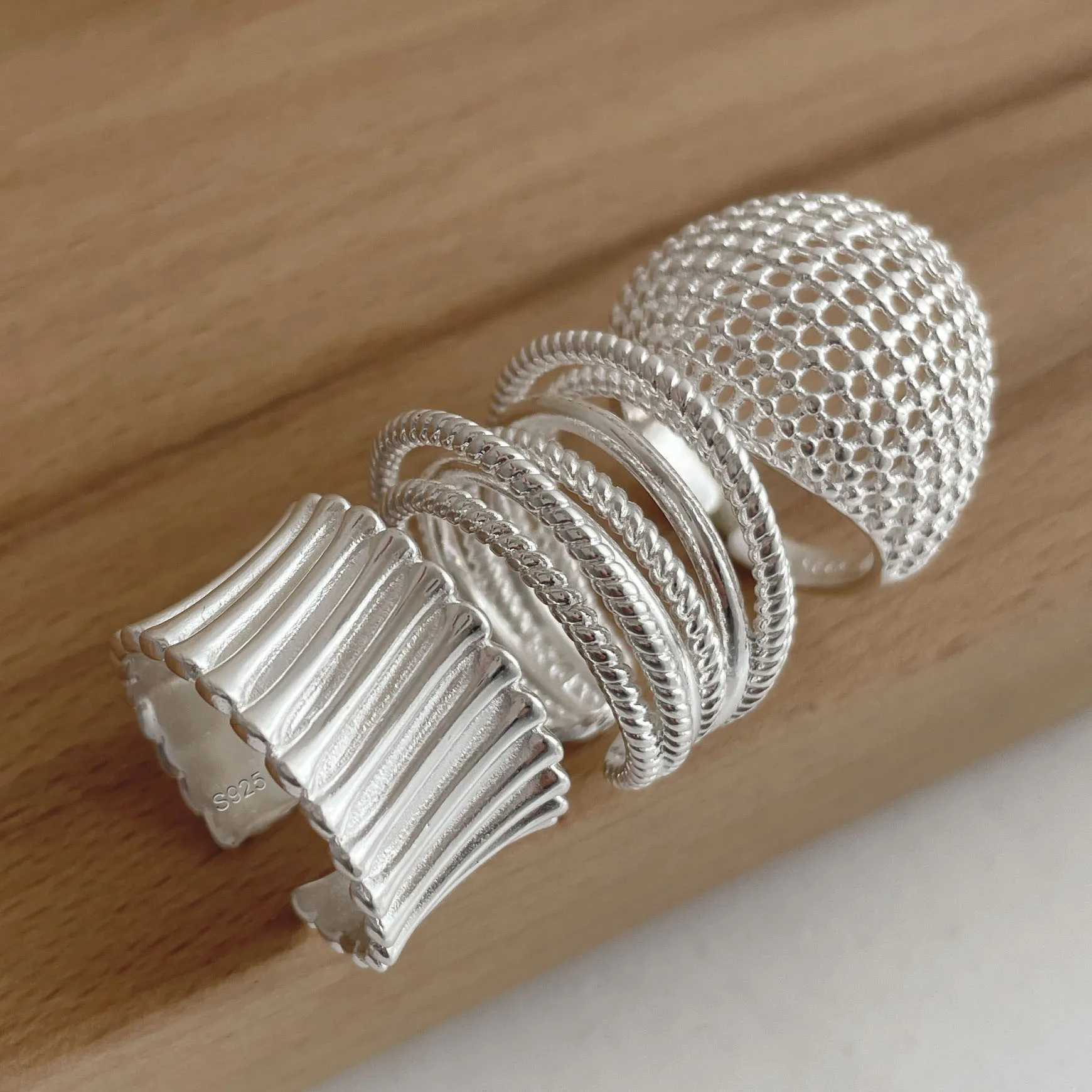 925 Sterling Silver Rings for Women Couple Minimalist Handmade Simple Wide Interware Ring Party Jewelry Gift Prevent Allergy H260327