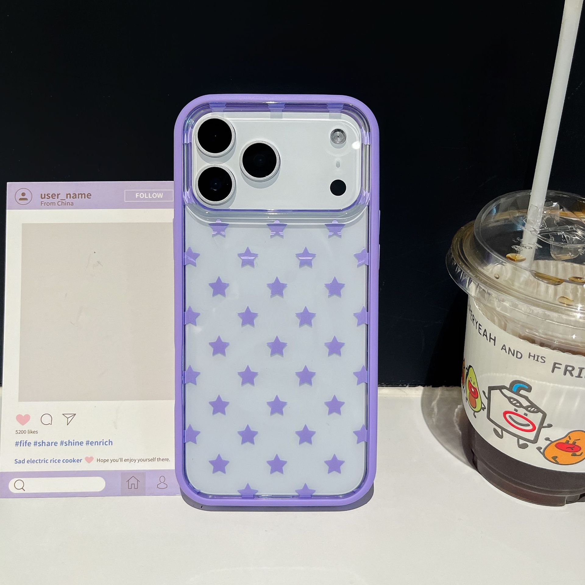 Dreamy Simple Colorful Stars Orange Couple Case for iPhone