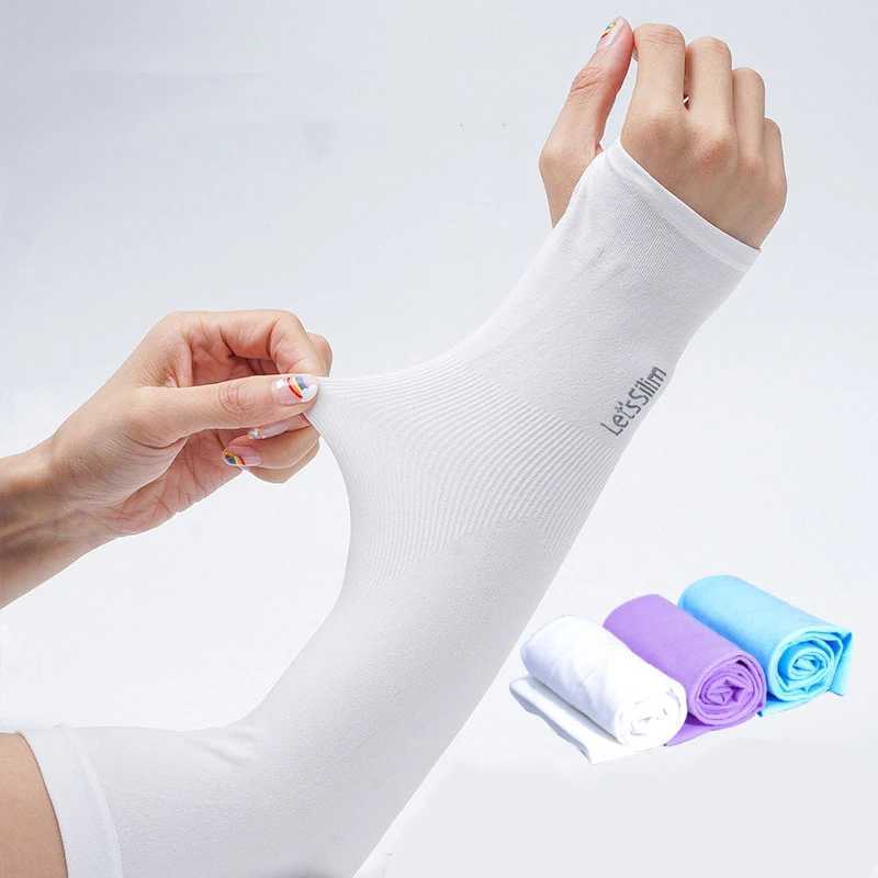 2 Pairs Of Ice Silk Sleeves For Both Men And Women Outdoor Uv Protection Cycling Arm Sun Screen Protection Black Plus White D260326