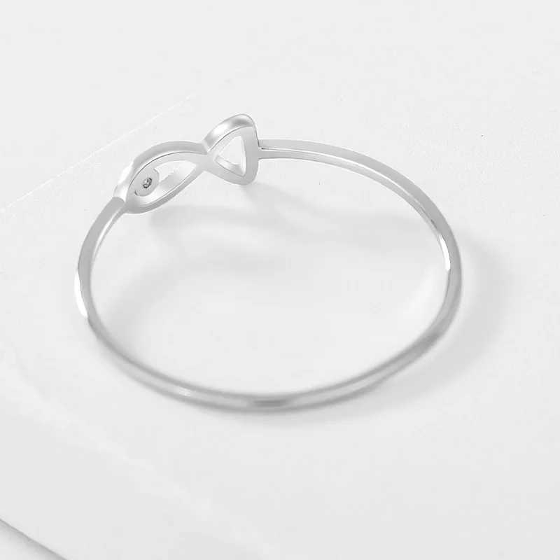 100 925 Sterling Silver Hollow Fish Rings For Women Simple Fashion Mini Crystal Stone Fine Jewelry Female Finger Accessories H260327