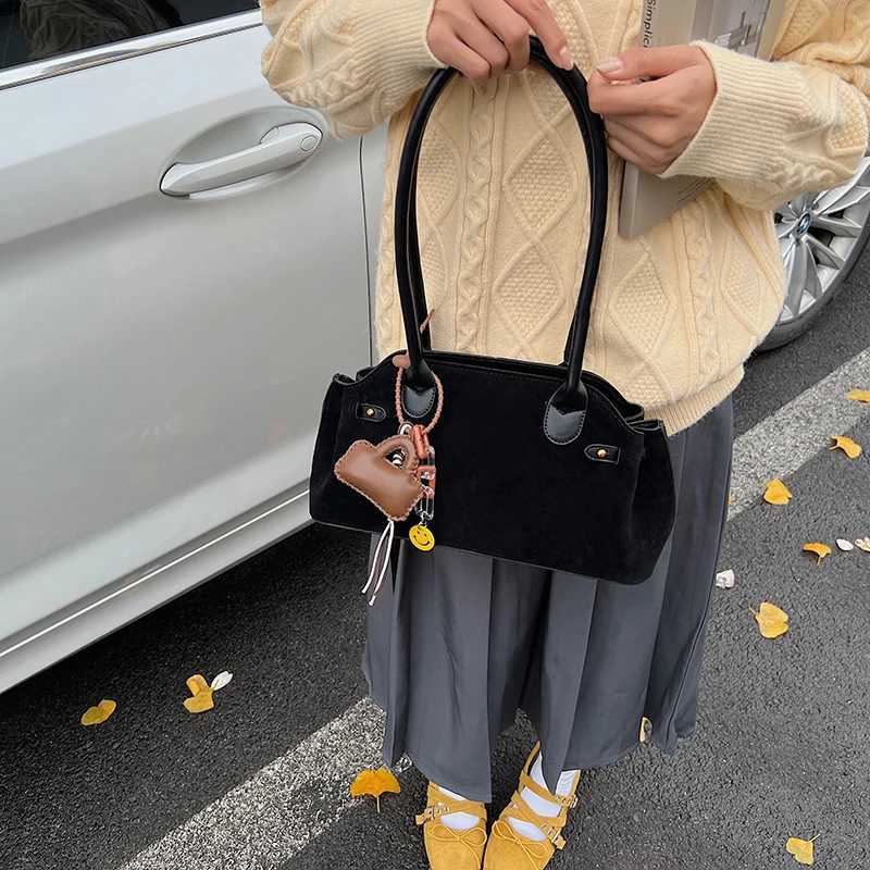 MOODS French Style Underarm Shoulder Bags For Women PU Suede Pure Color Top-handle Bag 2025 Autumn New Luxury Designer Handbags C260327