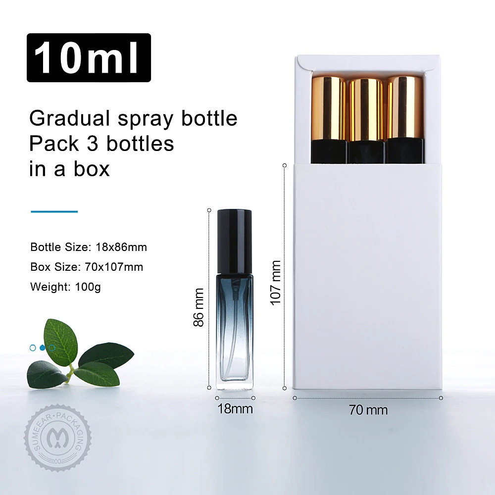10ml Perfume bottle 1 box of 3 bottles Gradient thick glass perfume bottle Perfume Atomizer Exquisite packaging box gift 260318
