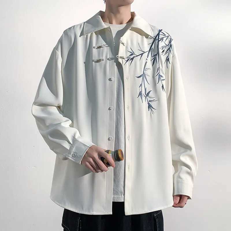 Men Loose Fit Embroidered Floral Casual Shirt Streetwear Oversized Comfortable Spring Summer Fashion Trendy Stylish Top Apparel C260326