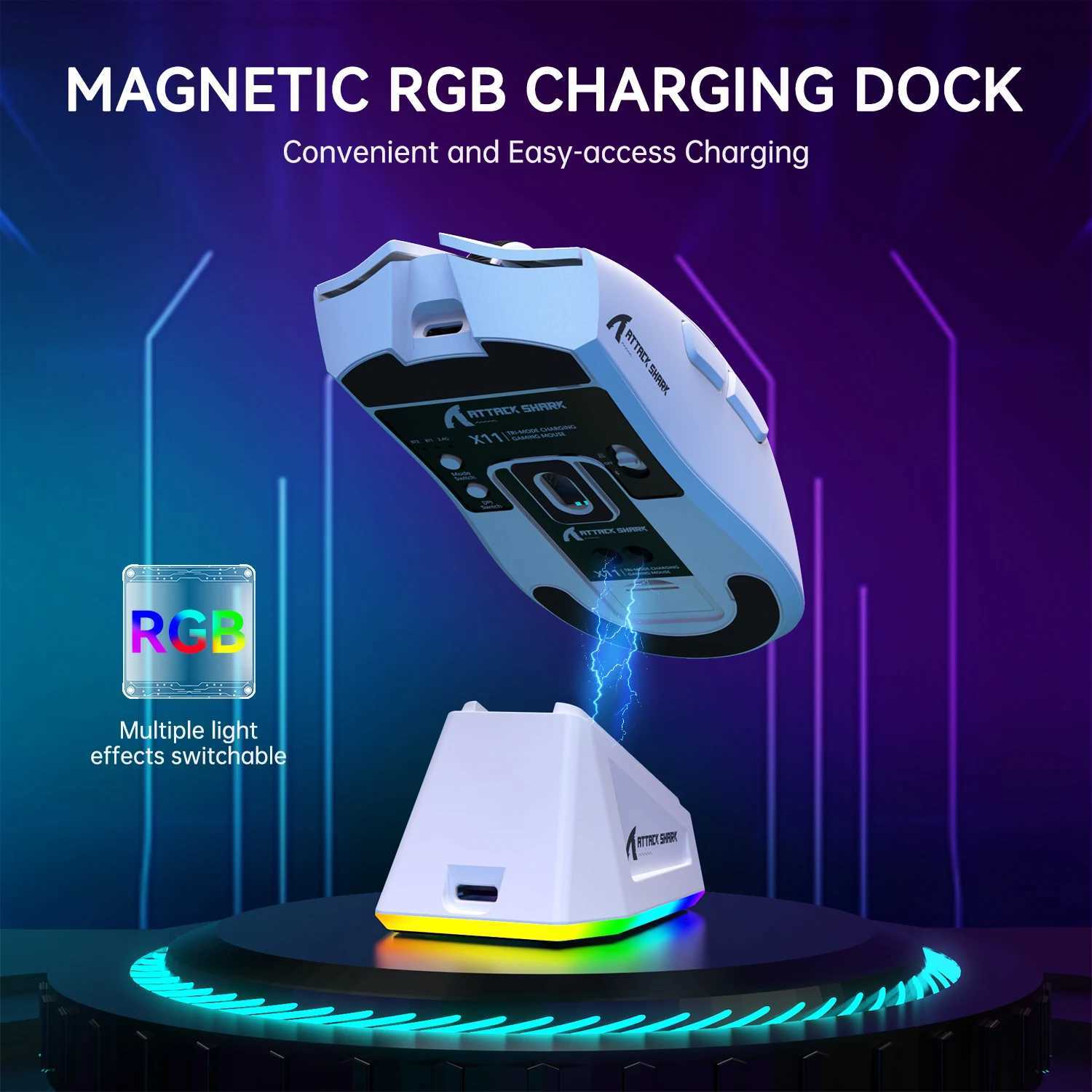 ATTACK SHARK X11 Lightweight Wireless Gaming Mouse with RGB Backlight Charging Up to 22K DPI PAW3311 Optical Sensor HUYU Swit D2603271