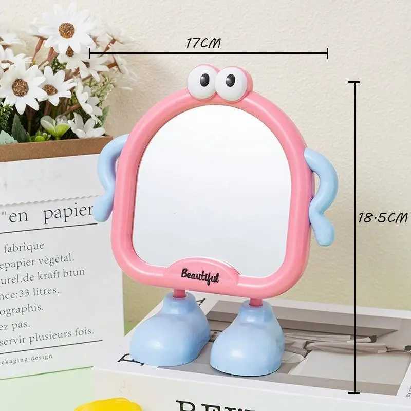 Cartoon Makeup Mirror Desktop Vanity Mirror with Stand Cute Portable Cosmetic Mirror for Students Home Use H260327