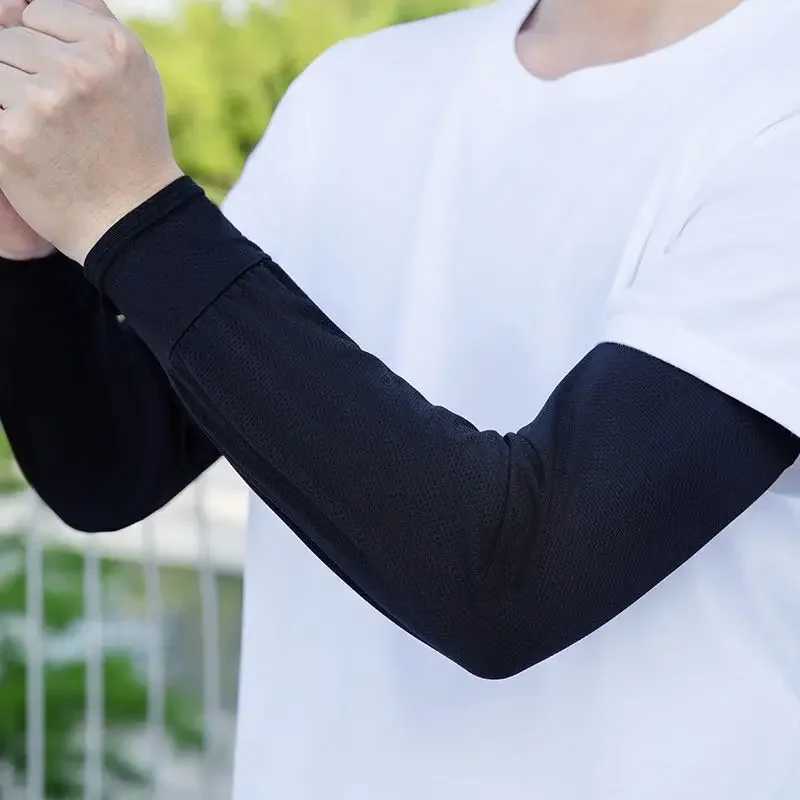1Pair 2026 Summer Ice Silk Mens Loose Sunscreen Sleeves UV Ice Gloves Riding Arm Guards Sport Running Driving Absorbent D260326